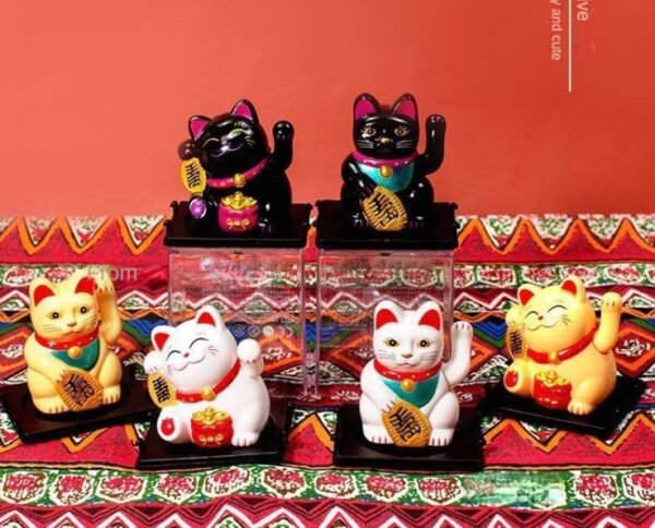 a019摇手招财猫车载装饰摆件太阳能家居收银台开业创意礼品